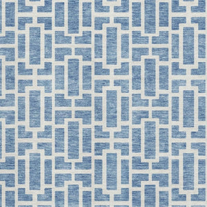HomeRoots 9' Geometric Denim Blue & Ivory Area Rug | Washable, UV Protected, Durable for Kids & Pets 672826