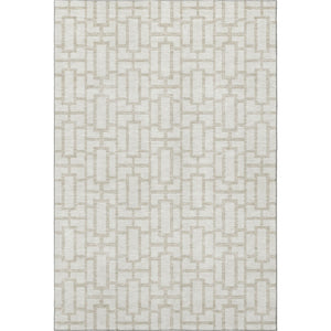 HomeRoots 8' X 10' Ivory Beige Geometric Area Rug - Washable, UV-Protected, Durable for High-Traffic Homes 672831