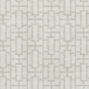 HomeRoots 9' X 12' Ivory & Beige Geometric Washable Area Rug - Stylish, Durable, Stain-Resistant & UV Protected! 672832