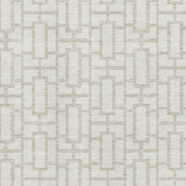 HomeRoots 9' X 12' Ivory & Beige Geometric Washable Area Rug - Stylish, Durable, Stain-Resistant & UV Protected! 672832