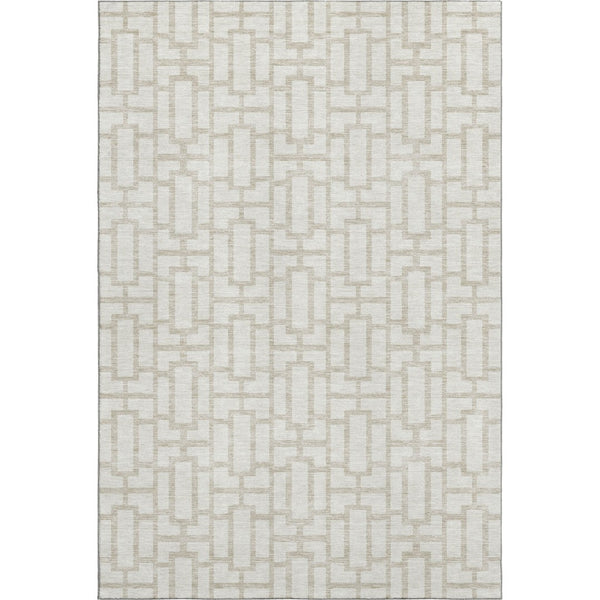 HomeRoots 10' X 14' Ivory And Beige Geometric Area Rug – Washable, Stain Resistant, UV Protected for Style & Comfort 672833