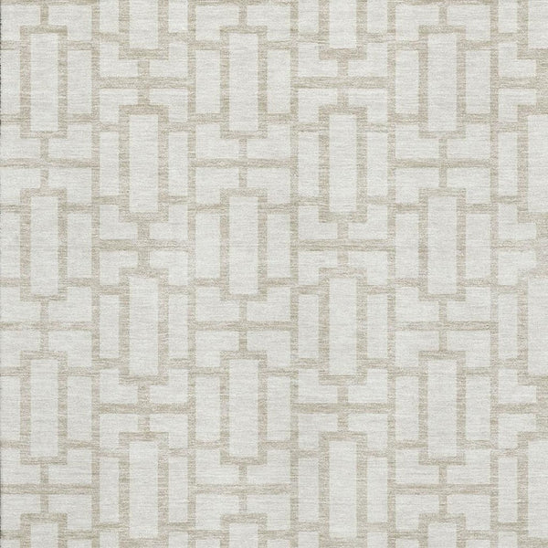 HomeRoots 10' X 14' Ivory And Beige Geometric Area Rug – Washable, Stain Resistant, UV Protected for Style & Comfort 672833