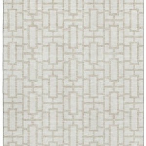 HomeRoots 10' X 14' Ivory And Beige Geometric Area Rug – Washable, Stain Resistant, UV Protected for Style & Comfort 672833