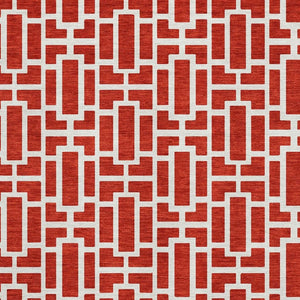 HomeRoots 5' X 8' Washable Red And Ivory Geometric Area Rug - UV Resistant, Soft, Durable, Perfect for Kids & Pets 672841