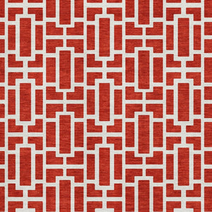 HomeRoots 8' X 10' Red And Ivory Geometric Area Rug - Washable, UV Protected, Stylish & Stain Resistant Design 672843