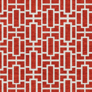 HomeRoots 10' X 14' Red and Ivory Geometric Area Rug - Washable, UV Protected, Perfect for Busy Family Spaces 672845