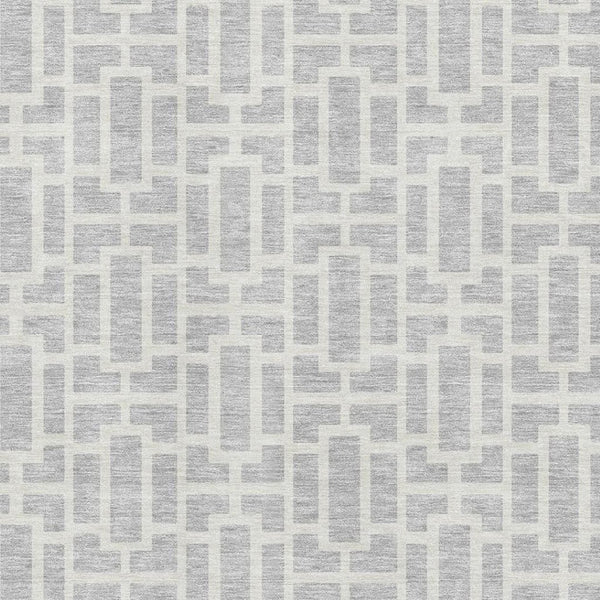HomeRoots 5' X 8' Silver And Ivory Geometric Area Rug - Stylish, Washable & UV-Protected for Modern Spaces 672847