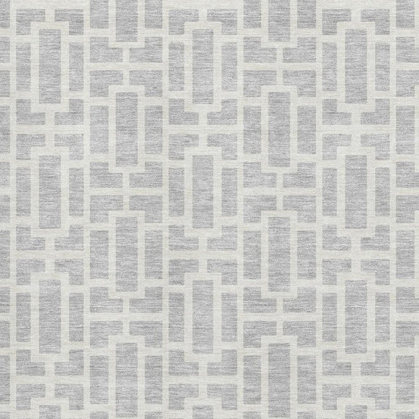HomeRoots 8' X 10' Stylish Silver & Ivory Geometric Area Rug – Washable, UV-Protected, Perfect for Homes! 672849