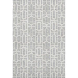 HomeRoots 9' X 12' Modern Silver & Ivory Geometric Washable Area Rug - Stain Resistant & UV Protected Elegance 672850