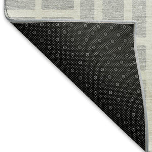 HomeRoots 9' X 12' Modern Silver & Ivory Geometric Washable Area Rug - Stain Resistant & UV Protected Elegance 672850
