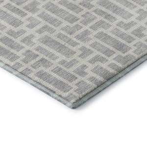 HomeRoots 9' X 12' Modern Silver & Ivory Geometric Washable Area Rug - Stain Resistant & UV Protected Elegance 672850