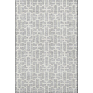 HomeRoots 9' X 12' Modern Silver & Ivory Geometric Washable Area Rug - Stain Resistant & UV Protected Elegance 672850