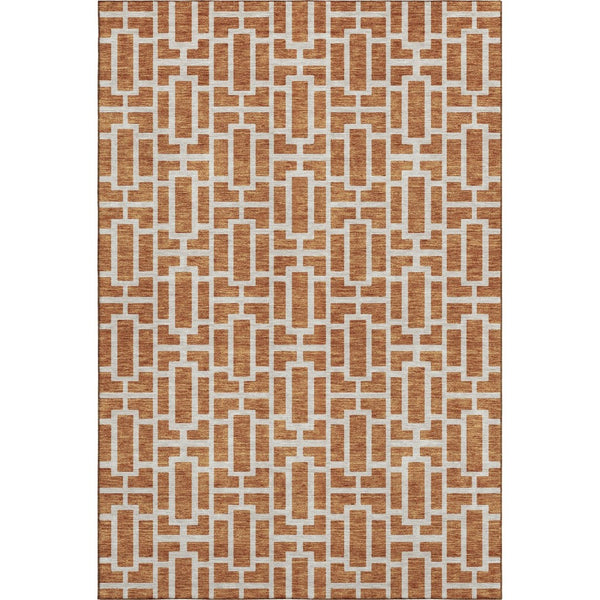 HomeRoots 9' X 12' Stylish Terra Cotta Beige Geometric Washable Area Rug - Durable, UV Protected & Soft! 672856