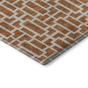 HomeRoots 9' X 12' Stylish Terra Cotta Beige Geometric Washable Area Rug - Durable, UV Protected & Soft! 672856