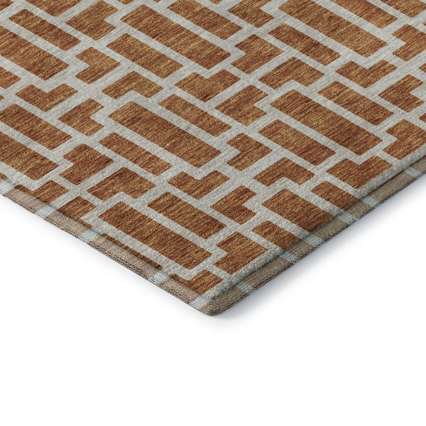 HomeRoots 9' X 12' Stylish Terra Cotta Beige Geometric Washable Area Rug - Durable, UV Protected & Soft! 672856