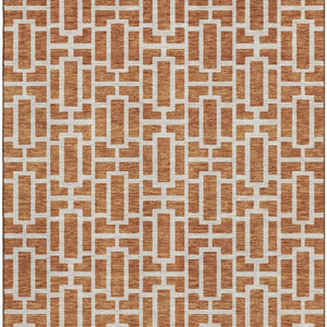 HomeRoots 9' X 12' Stylish Terra Cotta Beige Geometric Washable Area Rug - Durable, UV Protected & Soft! 672856