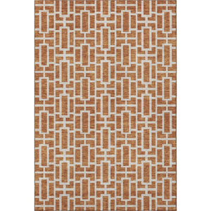 HomeRoots 10' X 14' Terra Cotta Geometric Washable Area Rug with UV Protection for Pets and Kids’ Spaces 672857