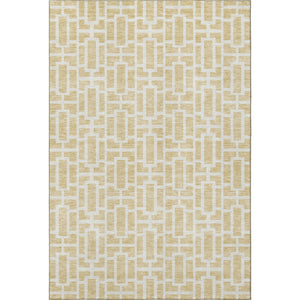 HomeRoots 5' X 8' Washable Wheat and Ivory Geometric Area Rug - Durable, Stylish, UV-Protected for All Spaces 672865
