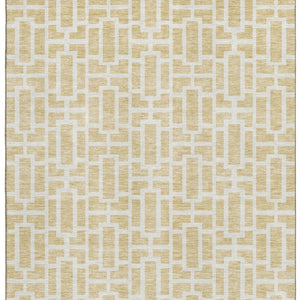 HomeRoots 5' X 8' Washable Wheat and Ivory Geometric Area Rug - Durable, Stylish, UV-Protected for All Spaces 672865