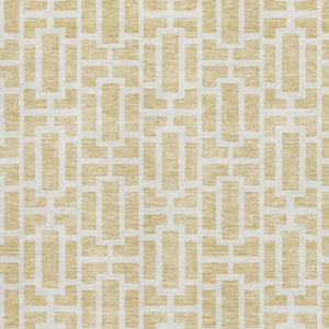 HomeRoots 9' X 12' Wheat Geometric Area Rug - Washable, Stain-Resistant, UV Protected for Modern Living Spaces 672868