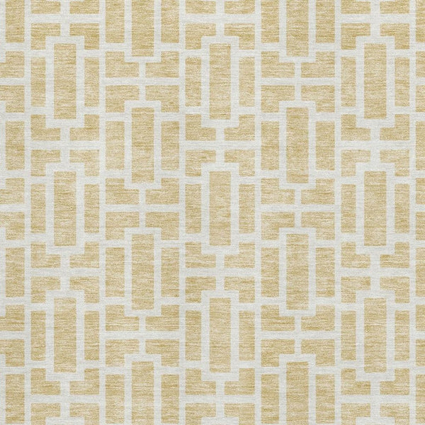 HomeRoots 9' X 12' Wheat Geometric Area Rug - Washable, Stain-Resistant, UV Protected for Modern Living Spaces 672868