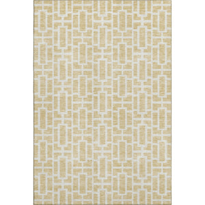 HomeRoots 10' X 14' Modern Wheat and Ivory Geometric Area Rug - Washable, UV Protected, Stain-Resistant Design 672869