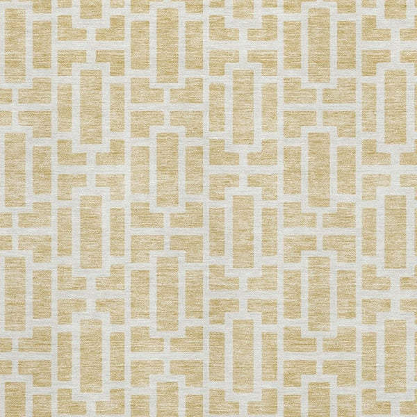 HomeRoots 10' X 14' Modern Wheat and Ivory Geometric Area Rug - Washable, UV Protected, Stain-Resistant Design 672869