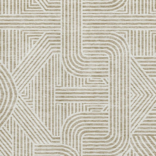 HomeRoots 5' X 8' Beige And Ivory Abstract Geometric Area Rug – Washable, UV-Protected, Stylish and Durable! 672877