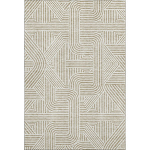 HomeRoots 10' X 14' Beige and Ivory Abstract Geometric Washable Area Rug - Stylish, Durable, UV Protected Home Essential 672881