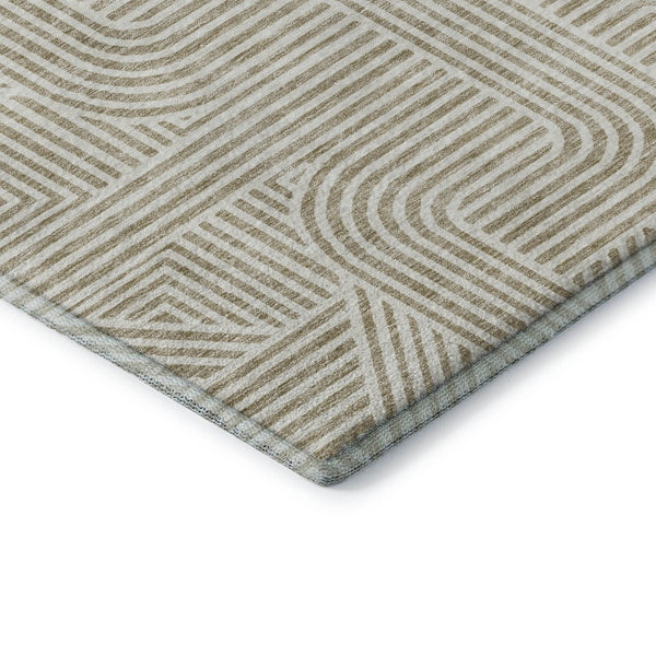 HomeRoots 10' X 14' Beige and Ivory Abstract Geometric Washable Area Rug - Stylish, Durable, UV Protected Home Essential 672881
