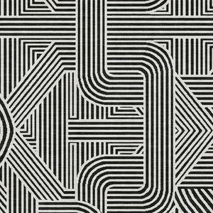 HomeRoots 5' X 8' Black And Ivory Abstract Geometric Area Rug - Stylish, Washable, UV-Protected, Durable Design 672883