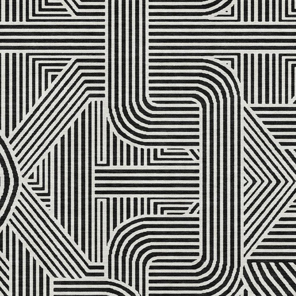 HomeRoots 5' X 8' Black And Ivory Abstract Geometric Area Rug - Stylish, Washable, UV-Protected, Durable Design 672883