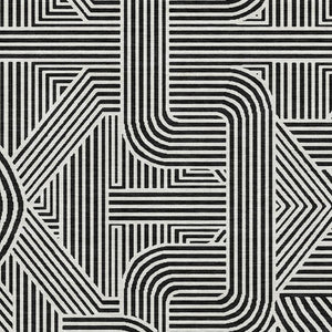 HomeRoots 8' X 10' Black And Ivory Abstract Geometric Area Rug - Washable, UV Protected & Ideal for High-Traffic Spaces 672885