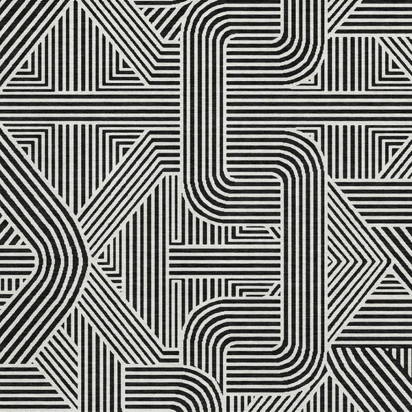HomeRoots 8' X 10' Black And Ivory Abstract Geometric Area Rug - Washable, UV Protected & Ideal for High-Traffic Spaces 672885