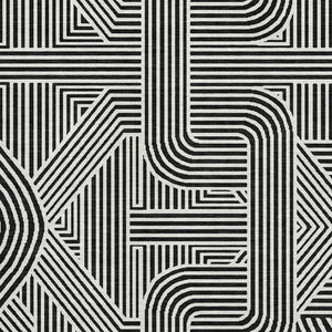 HomeRoots 9' X 12' Black And Ivory Abstract Geometric Area Rug - Stain Resistant, UV Protected, Easy Care Design 672886