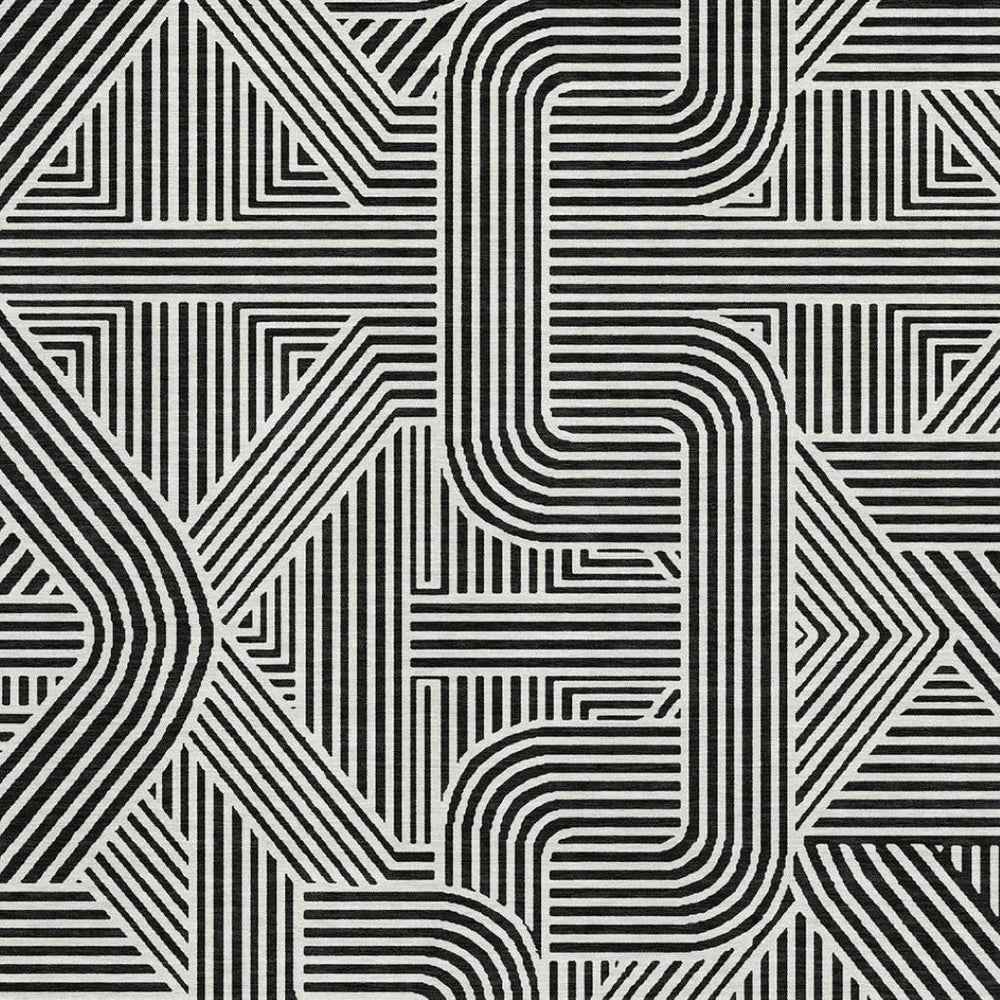 HomeRoots 10' X 14' Black And Ivory Abstract Geometric Washable Area Rug – Durable, Stylish, UV Protected! 672887