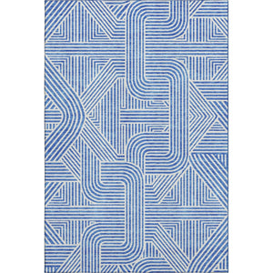 HomeRoots 10' X 14' Blue And Ivory Abstract Geometric Area Rug - Washable, UV Protected, Stain Resistant Comfort 672893