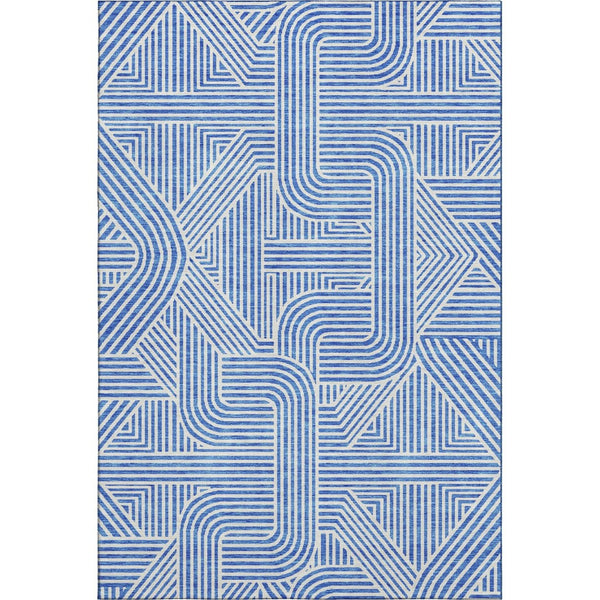 HomeRoots 10' X 14' Blue And Ivory Abstract Geometric Area Rug - Washable, UV Protected, Stain Resistant Comfort 672893