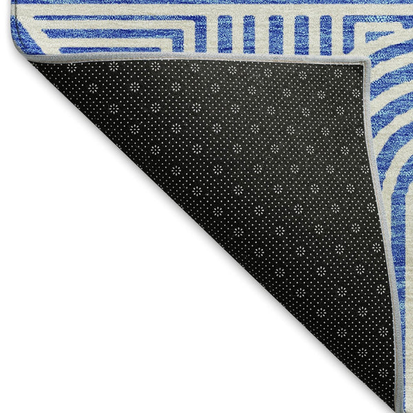 HomeRoots 10' X 14' Blue And Ivory Abstract Geometric Area Rug - Washable, UV Protected, Stain Resistant Comfort 672893