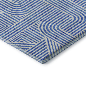 HomeRoots 10' X 14' Blue And Ivory Abstract Geometric Area Rug - Washable, UV Protected, Stain Resistant Comfort 672893