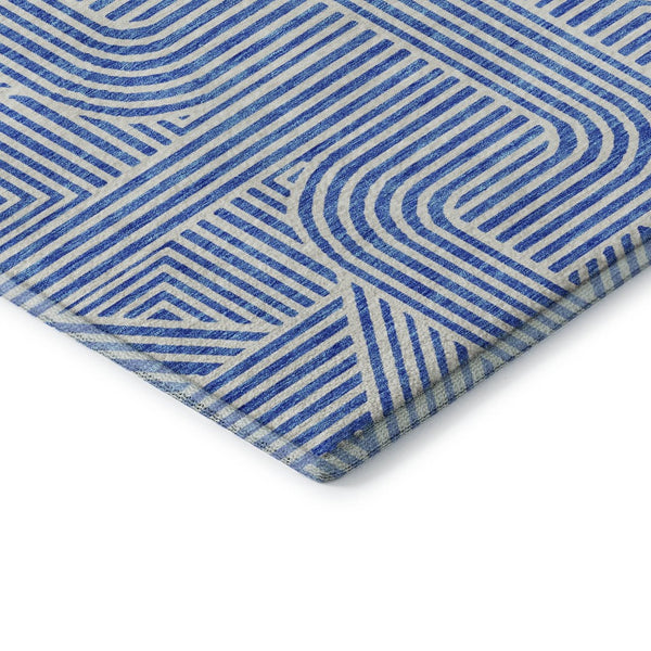 HomeRoots 10' X 14' Blue And Ivory Abstract Geometric Area Rug - Washable, UV Protected, Stain Resistant Comfort 672893