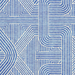 HomeRoots 10' X 14' Blue And Ivory Abstract Geometric Area Rug - Washable, UV Protected, Stain Resistant Comfort 672893