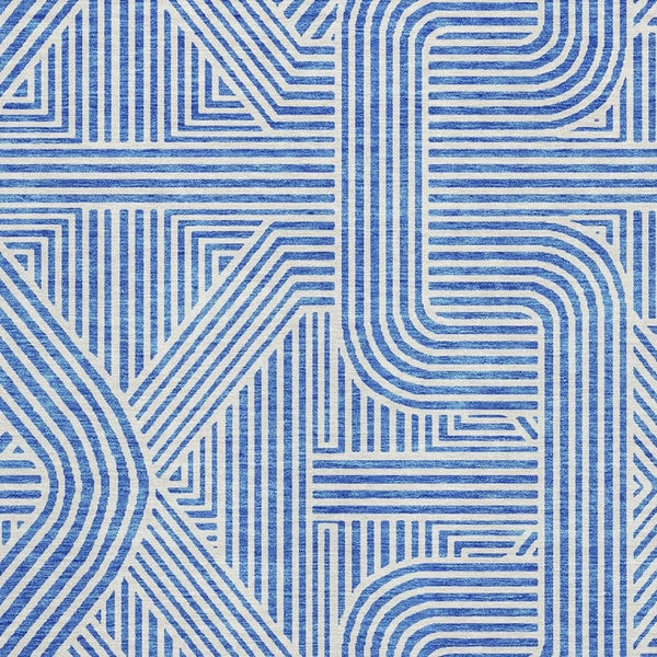 HomeRoots 10' X 14' Blue And Ivory Abstract Geometric Area Rug - Washable, UV Protected, Stain Resistant Comfort 672893