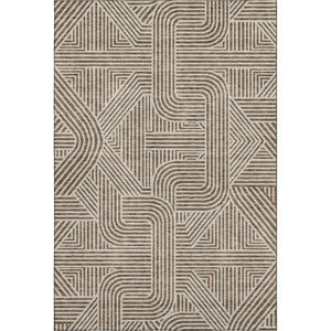 HomeRoots 5' X 8' Brown and Ivory Abstract Geometric Area Rug – Durable, Washable, UV-Protected & Stain-Resistant! 672895