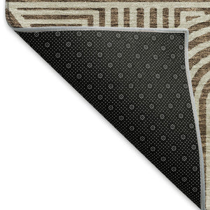 HomeRoots 5' X 8' Brown and Ivory Abstract Geometric Area Rug – Durable, Washable, UV-Protected & Stain-Resistant! 672895