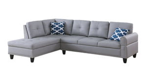 English Elm Black Faux Leather L Shaped Sectional with Cup Holders Nailhead Trim Storage Gray B2730S00028