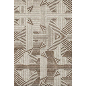HomeRoots 8' X 10' Brown And Ivory Abstract Geometric Area Rug – Washable, UV Protected, Perfect for Modern Homes 672897