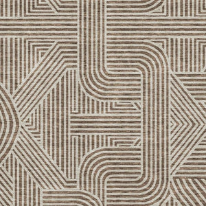 HomeRoots 10' Brown and Ivory Abstract Geometric Area Rug – Washable, Stain-Resistant, UV-Protected for Durability 672899
