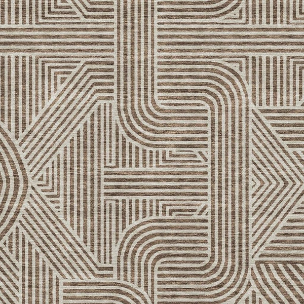 HomeRoots 10' Brown and Ivory Abstract Geometric Area Rug – Washable, Stain-Resistant, UV-Protected for Durability 672899