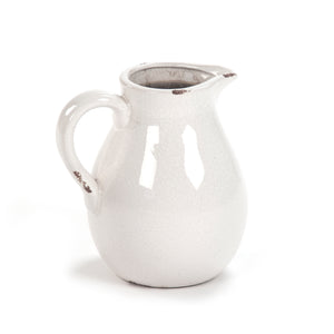 Distressed Crackle White Pitcher (6728L A369) Zentique